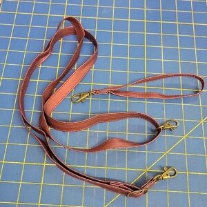 Metallic Brown Pleather 60" Adj Strap Antique Gold Clasps &  7.5" Wrist Keyring